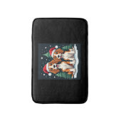 ビーグルクリスマス犬のオーナークリスマスホリデーパジャマロン バスマット (正面縦)