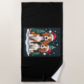 ビーグルクリスマス犬のオーナークリスマスホリデーパジャマロン ビーチタオル (正面)