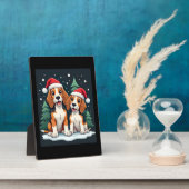 ビーグルクリスマス犬のオーナークリスマスホリデーパジャマロン フォトプラーク (側面)