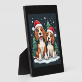 ビーグルクリスマス犬のオーナークリスマスホリデーパジャマロン フォトプラーク (側面)