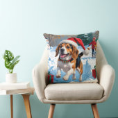 ビーグルクリスマス祭り雪景色 クッション (椅子)