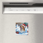 ビーグルクリスマス祭り雪景色 マグネット (インサイチュ (食洗機))