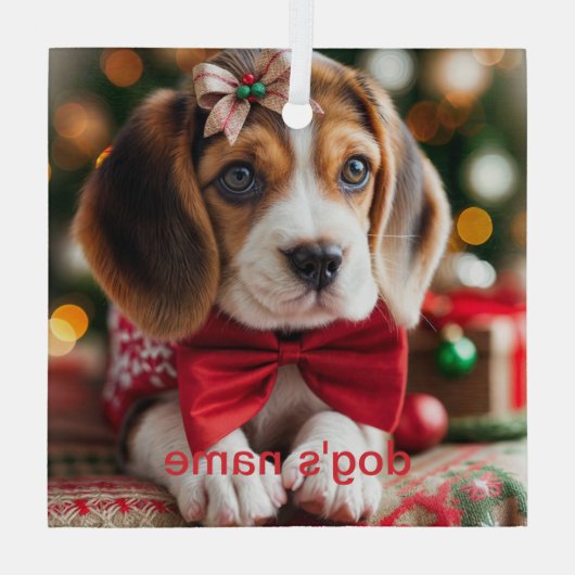 ビーグルクリスマス ガラスオーナメント (裏面)