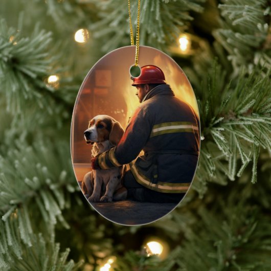 ビーグルクリスマス、犬の消防士愛好家へのギフト セラミックオーナメント (ツリー)