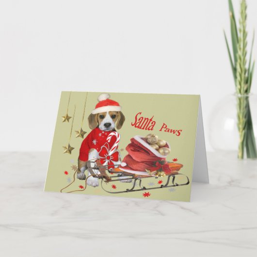 ビーグルサンタと友人の贈り物 シーズンカード (正面)