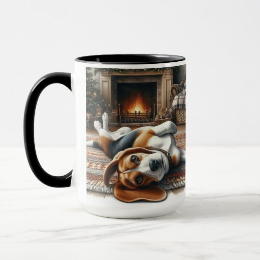 ビーグルサンタの『良いって何？』クリスマスコーヒーマグ マグカップ (左)