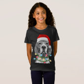 ビーグルサンタクリスマスツリーライツクリスマス Tシャツ (正面フル)