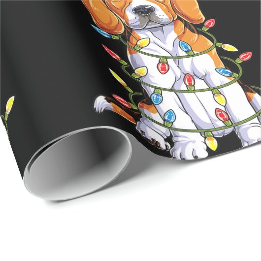 ビーグルサンタクリスマスツリーライトズクリスマスギフトボーイズ ラッピングペーパー (ロールコーナー)