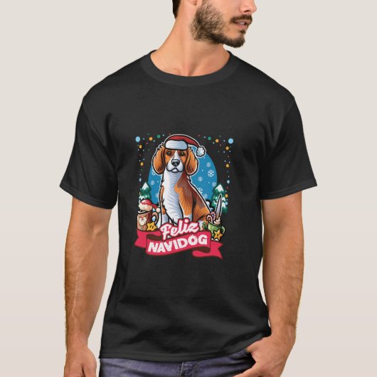 ビーグルサンタクロース珈琲マグメリークリスマスドッグズ Tシャツ (正面)