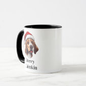 ビーグルサンタ帽子クリスマス犬 マグカップ (正面左)