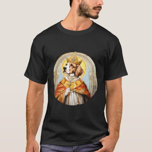 ビーグルザポープおもしろい犬宗教 Tシャツ (正面)
