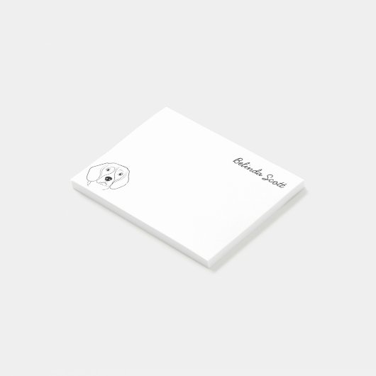 ビーグルシンプルー恋人ブラックアンドホワイトドッグパーソナライズされた ポストイット (アングル)