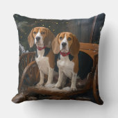 ビーグルスノウィースリークリスマスデコール クッション (正面)