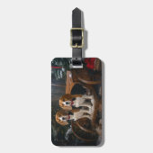 ビーグルスノウィースリークリスマスデコール ラゲッジタグ (正面縦)