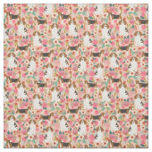 ビーグルズ生地-フラワーズピンク ファブリック (見本)