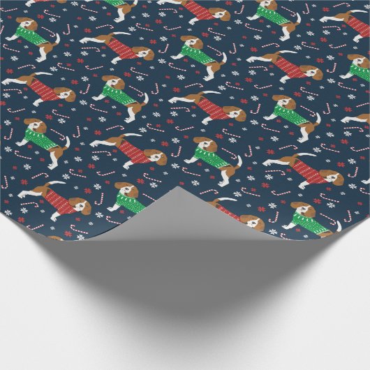 ビーグルセータークリスマスドッグ ラッピングペーパー (角)