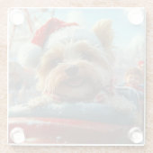 ビーグルテリア犬のジェットコースター クリスマス ガラスコースター (裏面)