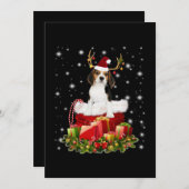 ビーグルトナカイがクリスマスプレゼントをプレゼント サンキューカード (正面/裏面)