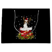 ビーグルトナカイがクリスマスプレゼントをプレゼント ラージペーパーバッグ (正面)