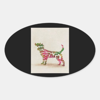 ビーグルドッグかわいこちゃん 楕円形シール