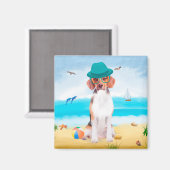 ビーグルドッグオンビーチ マグネット (正面/裏面)