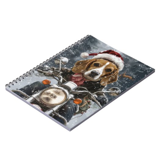 ビーグルドッグオートバイクリスマス ノートブック (左側)