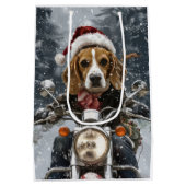 ビーグルドッグオートバイクリスマス ミディアムペーパーバッグ (裏面)