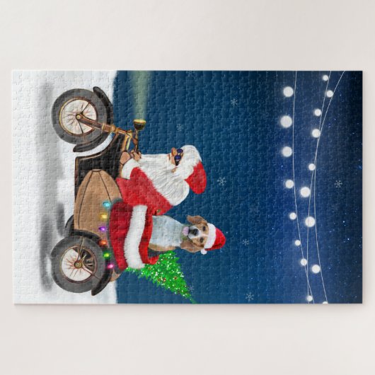 ビーグルドッグクリスマスサンタクロース ジグソーパズル (横)