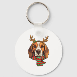 ビーグルドッグクリスマストインデアサンタハットおもしろいクリスマス キーホルダー