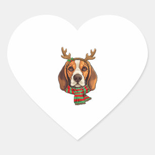 ビーグルドッグクリスマストインデアサンタハットおもしろいクリスマス ハートシール