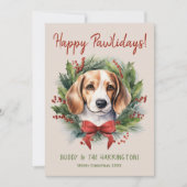 ビーグルドッグクリスマスハッピーパウィーデイズハウリデイズ シーズンカード (正面)