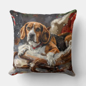 ビーグルドッグクリスマスフェスティバル クッション (正面)