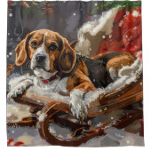 ビーグルドッグクリスマスフェスティバル シャワーカーテン (正面)