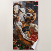 ビーグルドッグクリスマスフェスティバル ビーチタオル (正面)