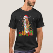 ビーグルドッグクリスマス照明サンタハットビーグルクリスマ Tシャツ (正面)