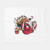 ビーグルドッグクリスマス照明サンタライディングビーグルクリス フリースブランケット (正面(横))