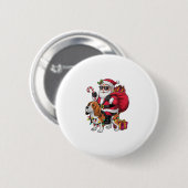 ビーグルドッグクリスマス照明サンタライディングビーグルクリス 缶バッジ (正面&裏面)