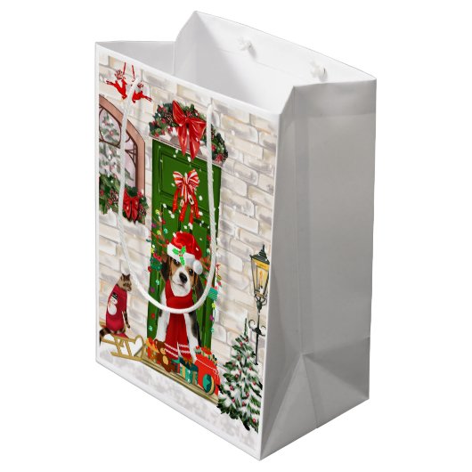 ビーグルドッグクリスマス ミディアムペーパーバッグ (裏面アングル)