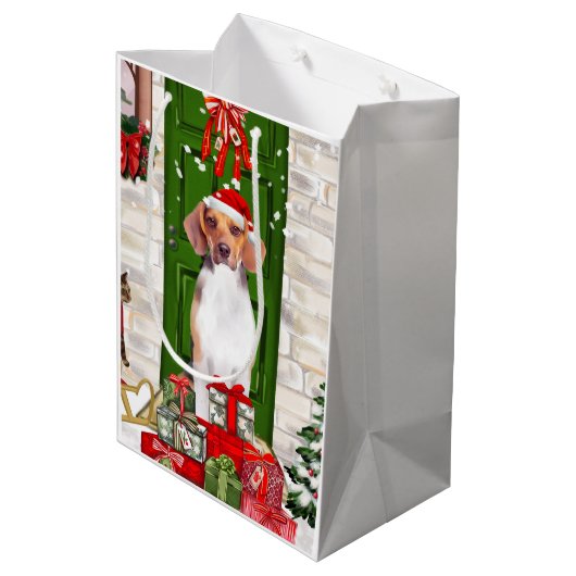 ビーグルドッグクリスマス ミディアムペーパーバッグ (裏面アングル)