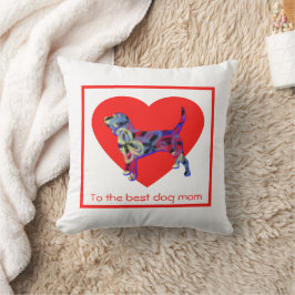 ビーグルドッグシルエット赤いハートマザーズデイ クッション