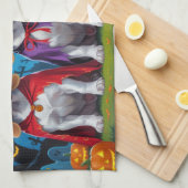 ビーグルドッグスパンプキンハロウィンおもしろい キッチンタオル (四つ折り)