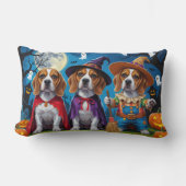 ビーグルドッグスパンプキンハロウィンおもしろい ランバークッション (正面)
