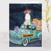 ビーグルドッグハロウィーントラック怖い夜 カード (黄色い花)