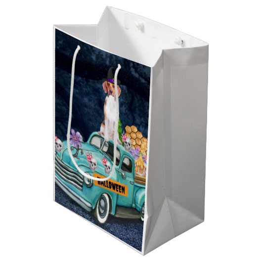 ビーグルドッグハロウィーントラック怖い夜 ミディアムペーパーバッグ (正面アングル)