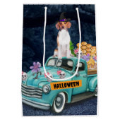 ビーグルドッグハロウィーントラック怖い夜 ミディアムペーパーバッグ (裏面)