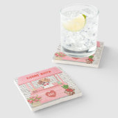 ビーグルドッグバレンタインデーキスをするス ストーンコースター (横)