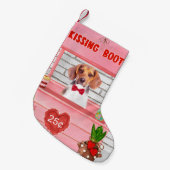 ビーグルドッグバレンタインデーキスをするス スモールクリスマスストッキング (正面 (吊り時))