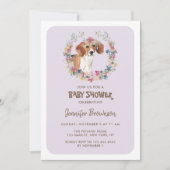 ビーグルドッグフローラクラウンベビーシャワー 招待状 (正面)
