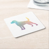 ビーグルドッグブリードジオシルエットパステル スクエアペーパーコースター (アングル)