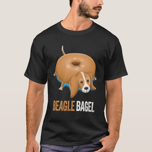 ビーグルドッグベーゲルパンおもしろいパン動物 Tシャツ (正面)